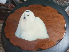 Vintage Maltese Dog Wood