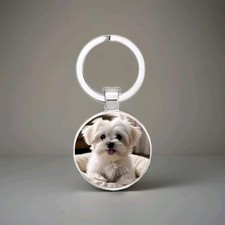 Maltese Dog Keyring - Puppy