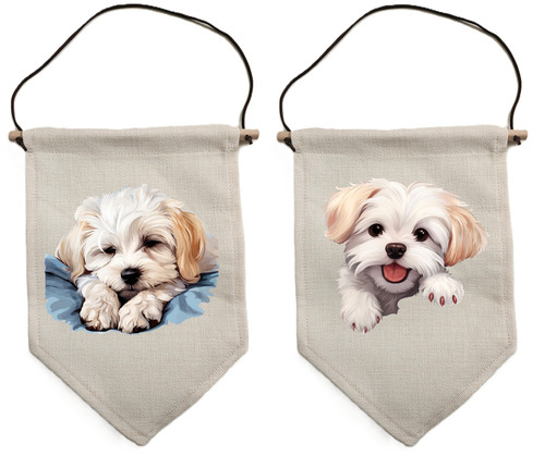 Maltese dog pennant - dog,