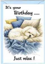 Maltese Dog (4"x 6") Birthday