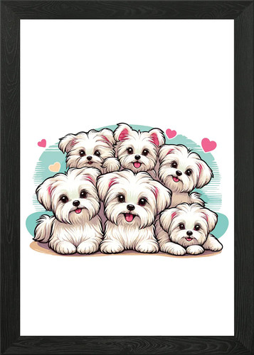 Cute maltese dogs framed wall - maltese,